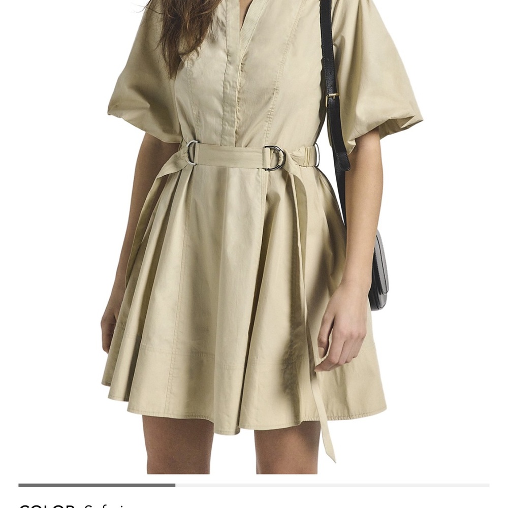 Derek Lam Beige Puff Sleeve Mini Dress